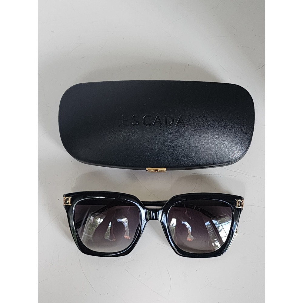 Escada SESF56K Black Gold Square Gradient Sunglasses Women 52-20-140 Case